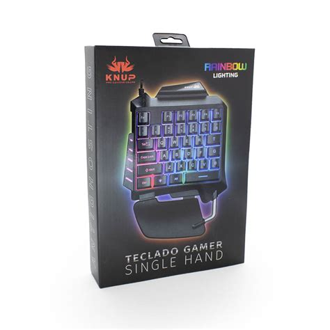 TECLADO GAMER SINGLE HAND RAINBOW LIGHTNING KNUP KP TM006