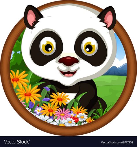 Panda Cartoon In Frame Royalty Free Vector Image