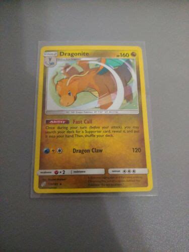 Dragonite Holo Rare Pokemon Card Sun Moon Team Up Tcg