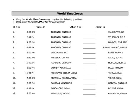 Time Zones Activity Worksheets Time Zone Map World Time Zones Time Images