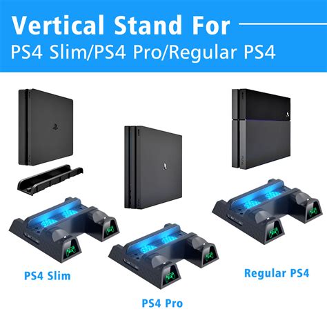 For Ps4 Dual Controller Charger Console Vertical Cooling Fan Stand Charging Station For Sony Ps4