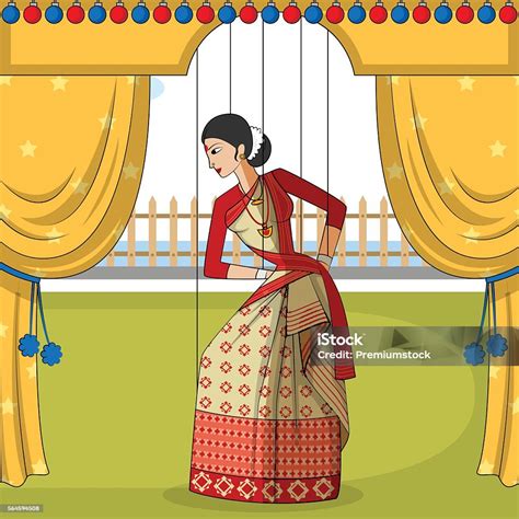 Rajasthani Puppet Doing Bihu Folk Dance Of Assam India Stock