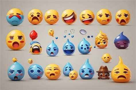 Conjunto De Emoticones Emoji Con Estado De Nimo Triste Y Feliz Foto