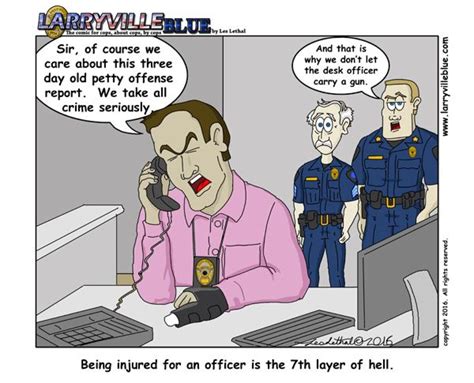 Larryville Blue Police Comic Desk Jockey