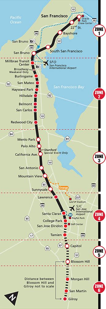 Stations & Zones | Caltrain