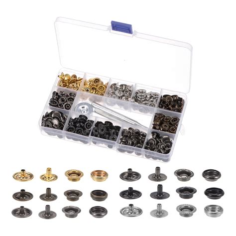 Uxcell Snap Fasteners Kit Colors With Setter Tools Box For