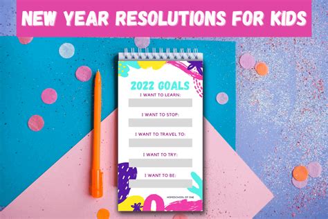 New Year Resolutions For Kids With Free Printable