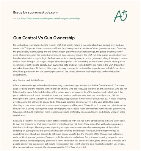 Gun Control Vs Gun Ownership Free Essay Example 1797 Words