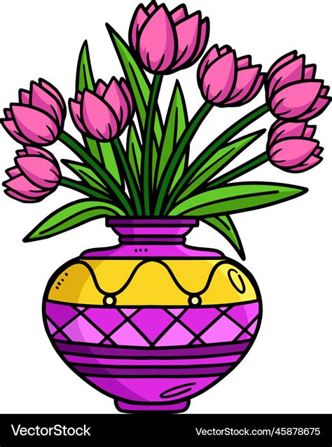 Spring Flower Vase Cartoon Colored Clipart Vector Image