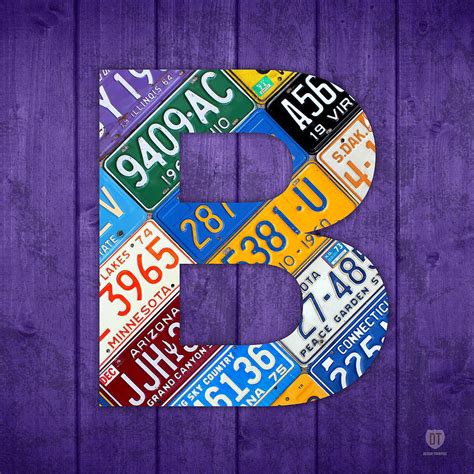 Letter B Alphabet Vintage License Plate Art Mixed Media By Design