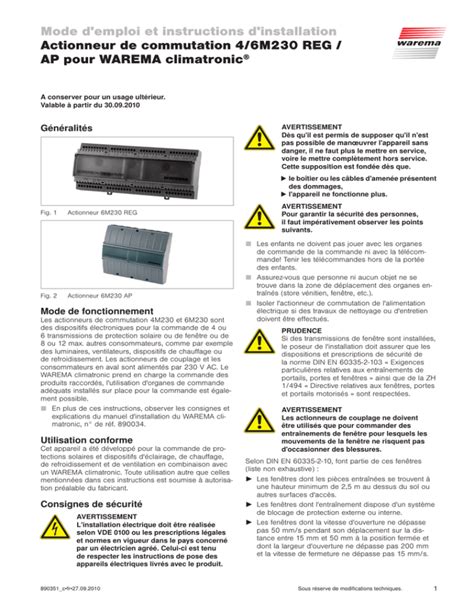 Mode D Emploi Et Instructions D Installation Actionneur De