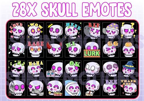 X Twitch Discord Emotes Cute Skull Halloween Kawai Emoji Chibi