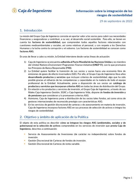 Información Integración Riesgos Asg Ci Pdf Sustentabilidad Entorno Natural