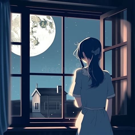 Anime Girl Looking Out The Window Drawing