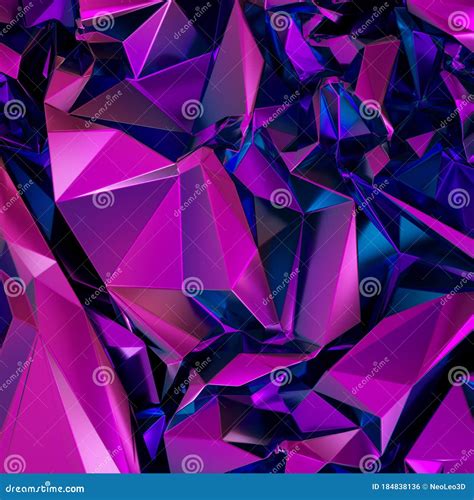 D Render Abstract Purple Crystal Background Polygonal Faceted