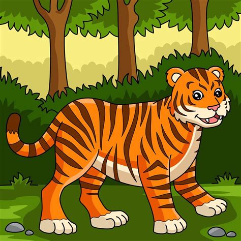 ilustración de animal de color de dibujos animados de tigre 6325890