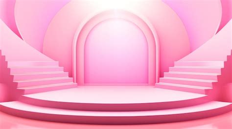 Premium AI Image 3D Realistic Pink Podium With Arch Background For