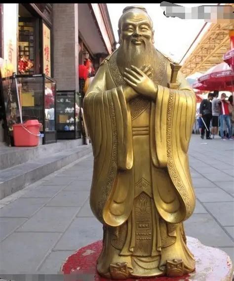 6710607 16 Chinese Classical Brass Copper Famous Confucianism Kong Zi Confucius Statue Statue