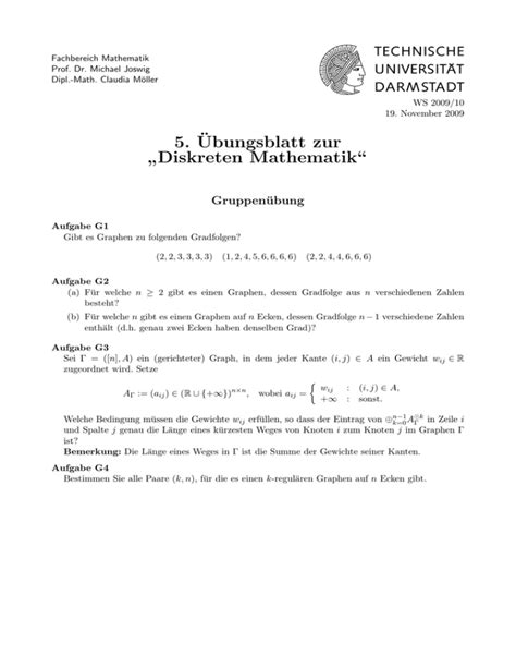 5 Ubungsblatt Zur Diskreten Mathematik