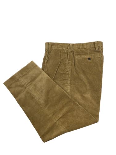 Lands End Mens Corduroy Pants Straight Pleated Field Drab Khaki 35x38un Ebay