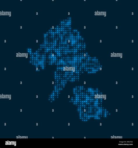 Aka Island Dotted Glowing Map Shape Of The Island With Blue Bright