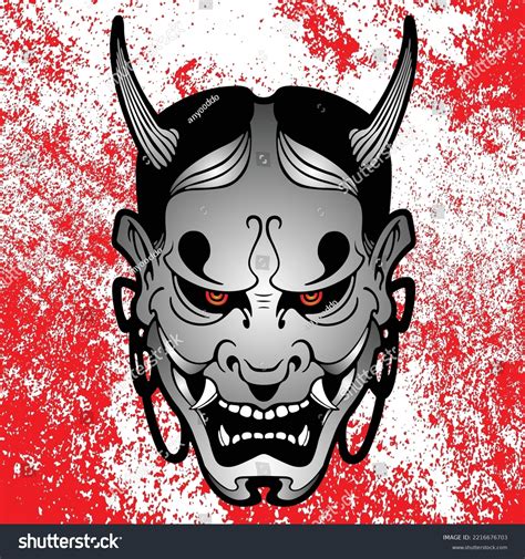 Japanese Demon Mask Vector Illustration Devil Stock Vector Royalty