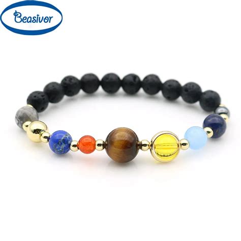 Solar System Beaded Bracelet Galaxy Outer Space 9 Planets Astronomy