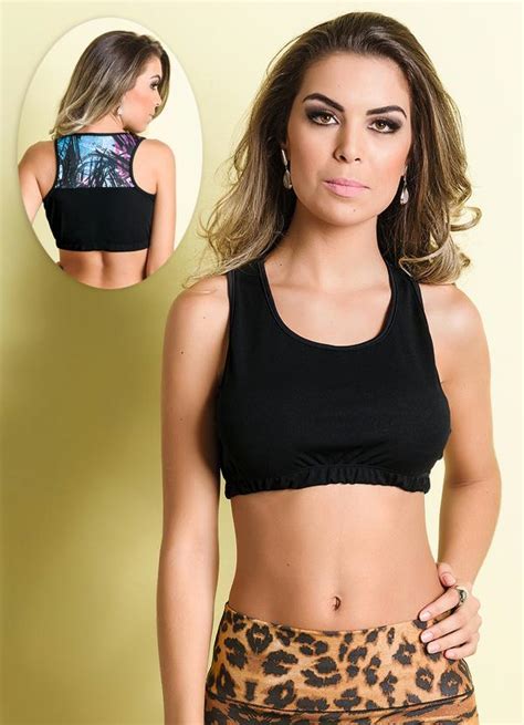 Sutiã Top Preto Estampado Alma Dolce