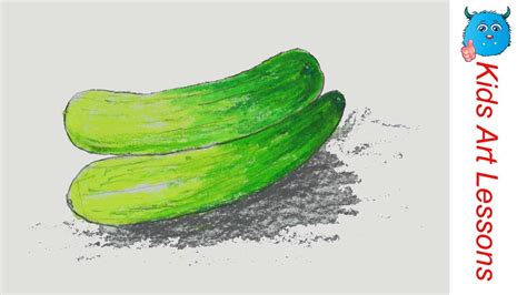 How To Draw Cucumbers Easy Step By Step Vegetables Drawing In Pastel