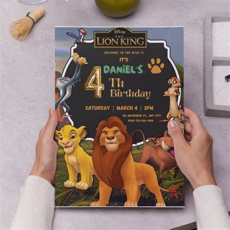 Editable Lion King Birthday Invitation Template Printable Lion King