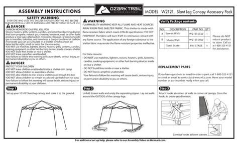 Ozark Trail 10 Ft X 10 Ft Slant Leg Canopy Accessory Pack Gray