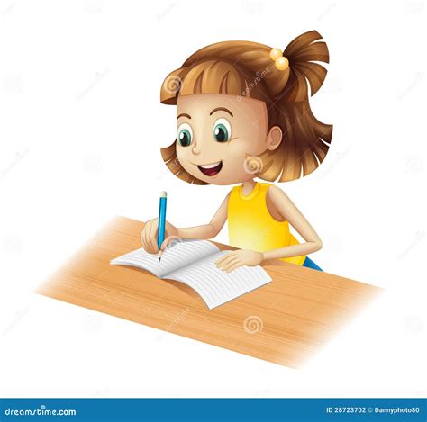 Cartoon Girl Writing Vector Illustration Cartoondealer