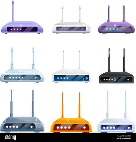 Router Wireless Icons Set Cartoon Set Of Router Wireless Vector Icons