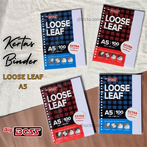 Jual 100 Lembar Kertas Binder Loose Leaf Big Boss Plain Loose Leaf