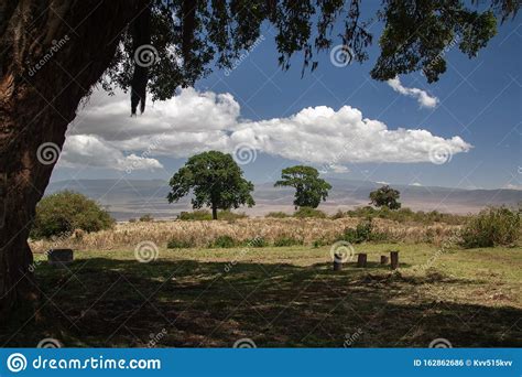 Ngorongoro Crater Panorama From Viewpoint Rim In Tanzania Africa Stock