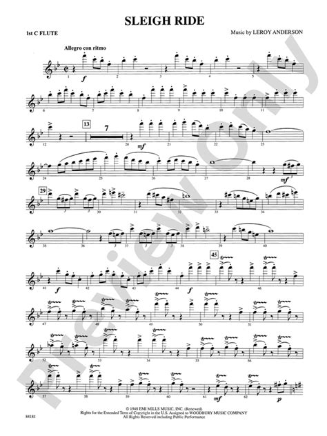 Sleigh Ride: Flute: Flute Part - Digital Sheet Music Download