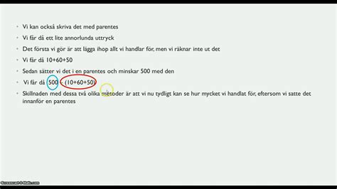 Algebra Och Ekvationer Uttryck F Renkla Uttryck Med Parenteser Youtube