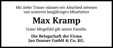 Traueranzeigen Von Max Kramp Nordwest Trauer De