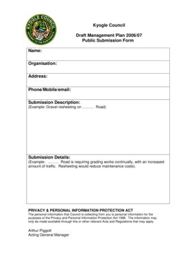 Fillable Online Kyogle Nsw Gov Management Plan Submission Form Doc