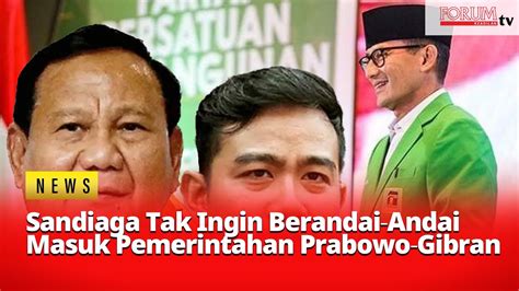 Sandiaga Soal Kemungkinan Gabung Prabowo Gibran Yang Kalah Jangan