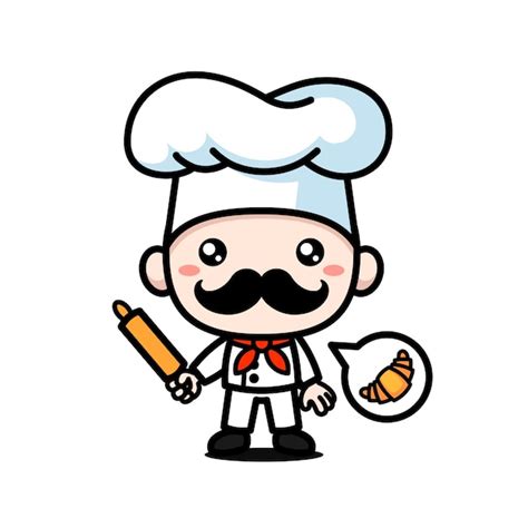 Lindo Personaje De Dibujos Animados Cocinero Cocinero Vector Premium