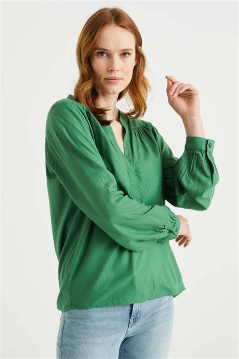 We Fashion Top Met Plooien Groen Wehkamp