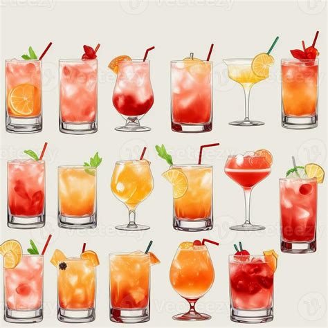 Ai Generated Cocktail Mocktail Drinks Collection Illustration Water