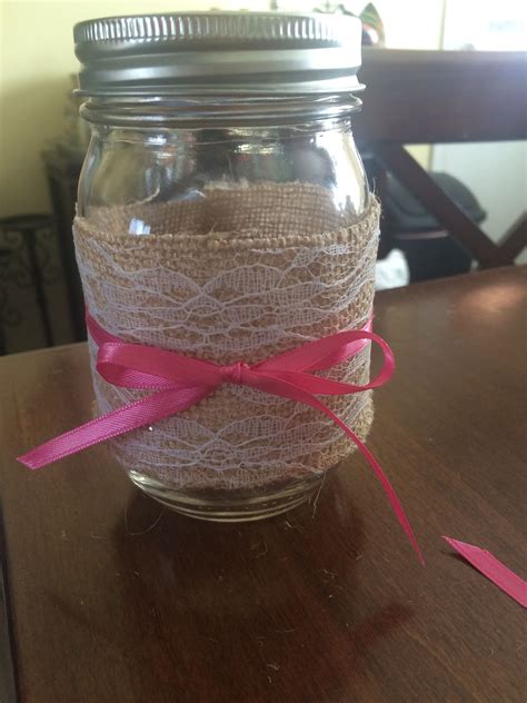 16oz Mason Jar With Burlap Lace And Ribbon Mason Jar Wine Glass Mason