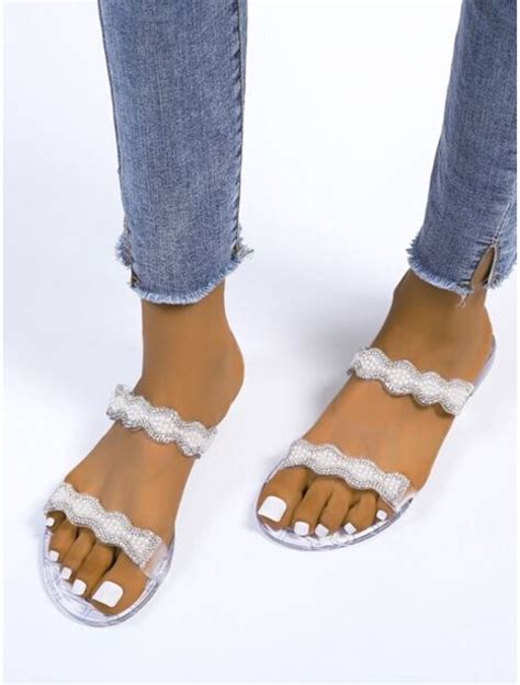 Buy Shein Rhinestone Decor Slides Online Topofstyle