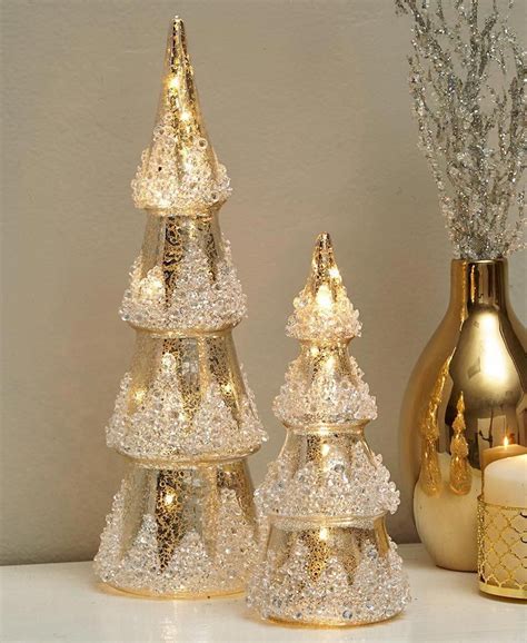 Lighted Glass Trees Christmas Centerpieces Gold Christmas Decorations Homemade Christmas