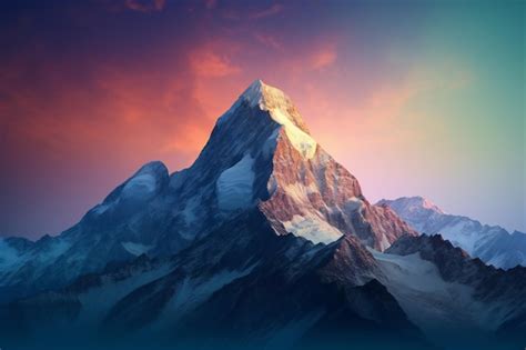 Monte Everest Al Atardecer Con Nubes Y Cielo Azul Himalaya Nepal Foto Premium