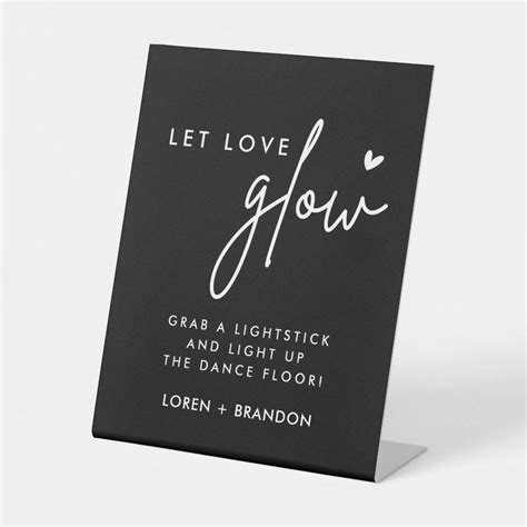 Black Let Love Glow Wedding Glow Stick Sign Zazzle Glow Stick