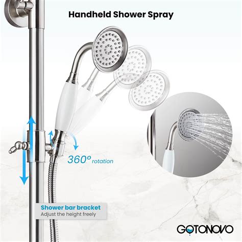 Gotonovo Exposed Shower System Wall Mounted Triple Function 8 Inch Rai