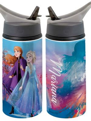 Garrafa Squeeze Frozen Ana E Elsa Princesa Infantil Nome Garrafinha